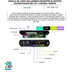 MODULO REPRODUCTOR  MP3 12V  RECEPTOR - BLUETOOTH - DECODIFICADOR CON CONTROL REMOTO