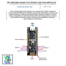 RF ARDUINO NANO V3.0 MICRO USB CON NRF24L01 INTEGRADO