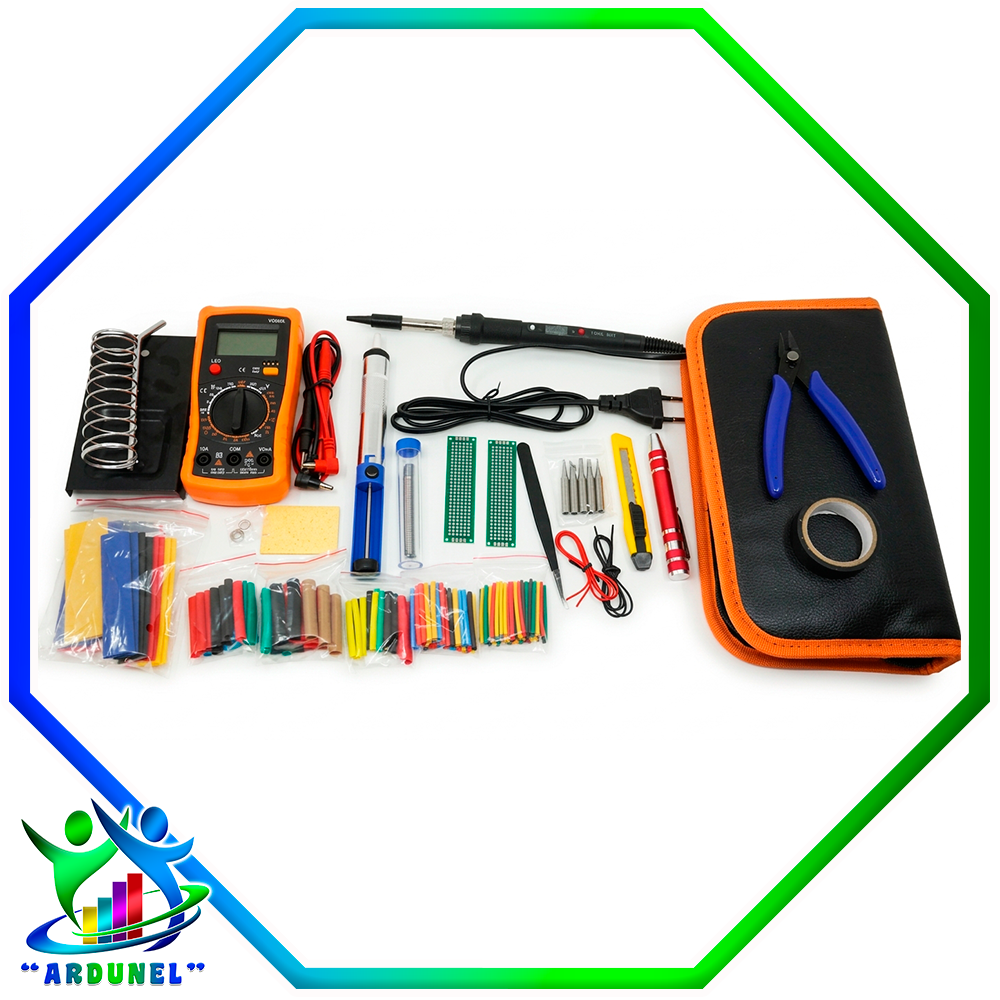 KIT DE SOLDADURA PARA REPARACION ELECTRONICA CON CAUTIN DIGITAL 908S 80W 220V Y MULTIMETRO A830L